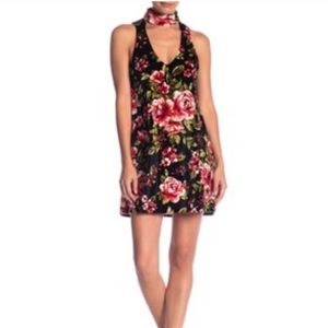 Show Me Your Mumu Friday Choker Dress Velvet Red Rose Mini Dress NWT